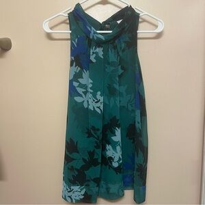 New York & Company Teal Floral Halter Top
